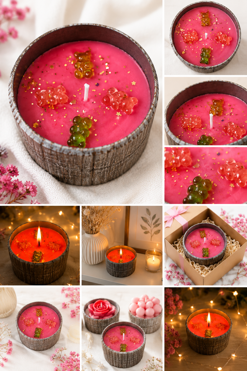 Watermelon Gummy Bear Candle – Handmade Luxury Scented Candle for Home Décor