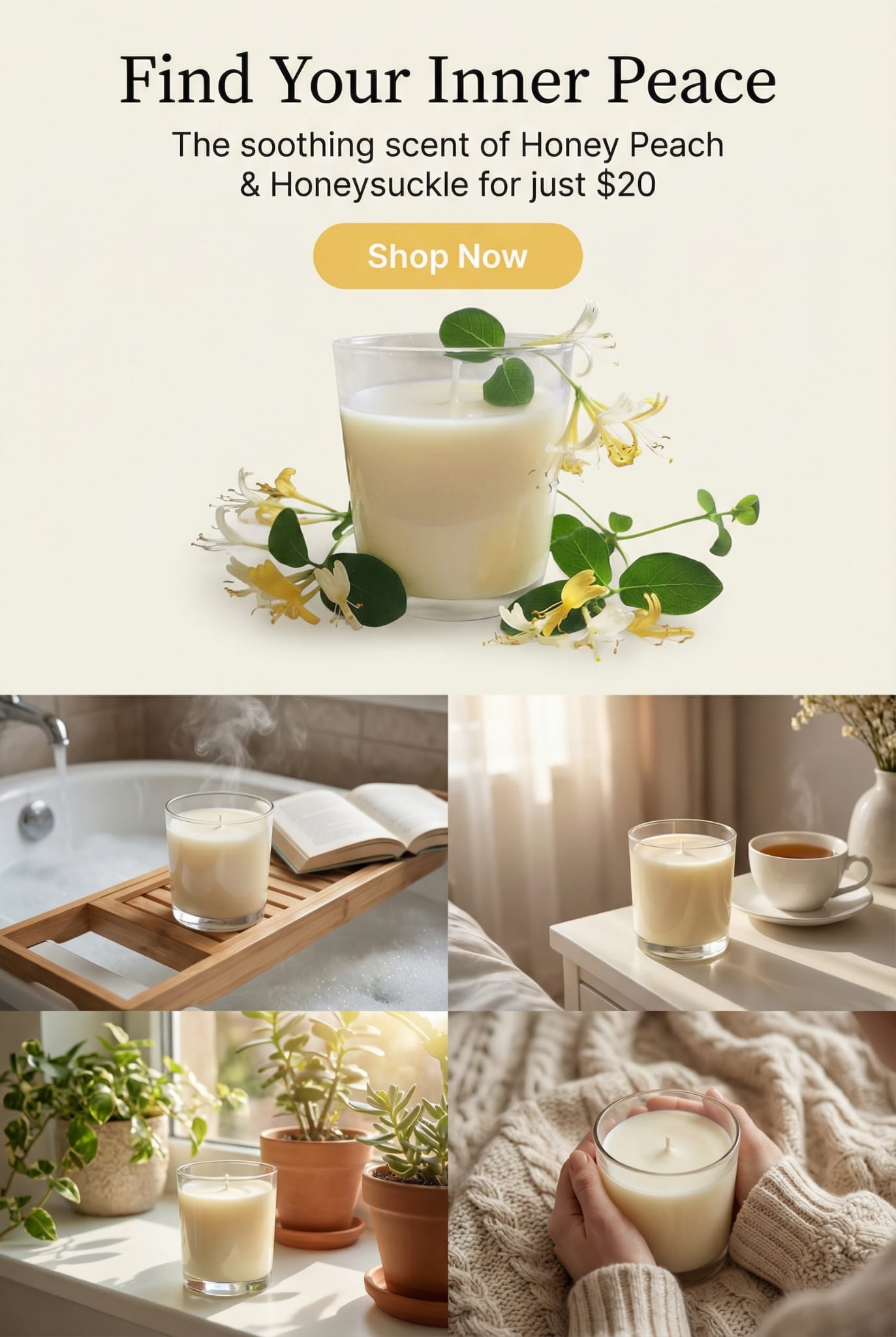 Honey Rose Candle – Handmade Luxury Scented Candle for Home Décor & Relaxation